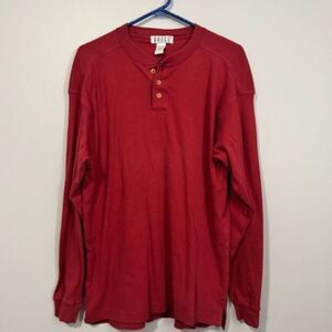 USED Men's Badge Long Sleeve T Shirt Color Burgundy Size Large